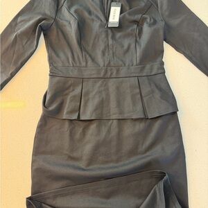 NWT Black Peplum Sheath Dress Women’s Size M Midi Pencil Office Career Stretch